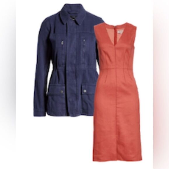 TAILORED by RT 14 Ashton Sutton Brick Orange Sleeveless MIDI Suit Dress - Picture 4 of 16